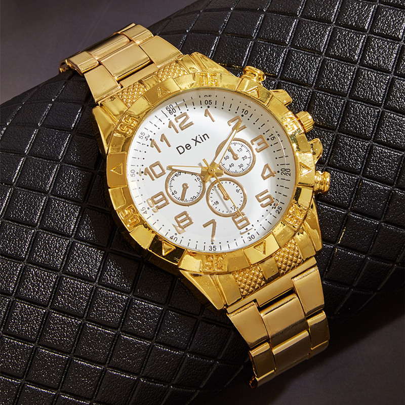 Nuevo reloj transfronterizo reloj para hombre relojes de aleación de luz azul falso reloj de cuarzo de tres ojos reloj para hombre de esfera grande