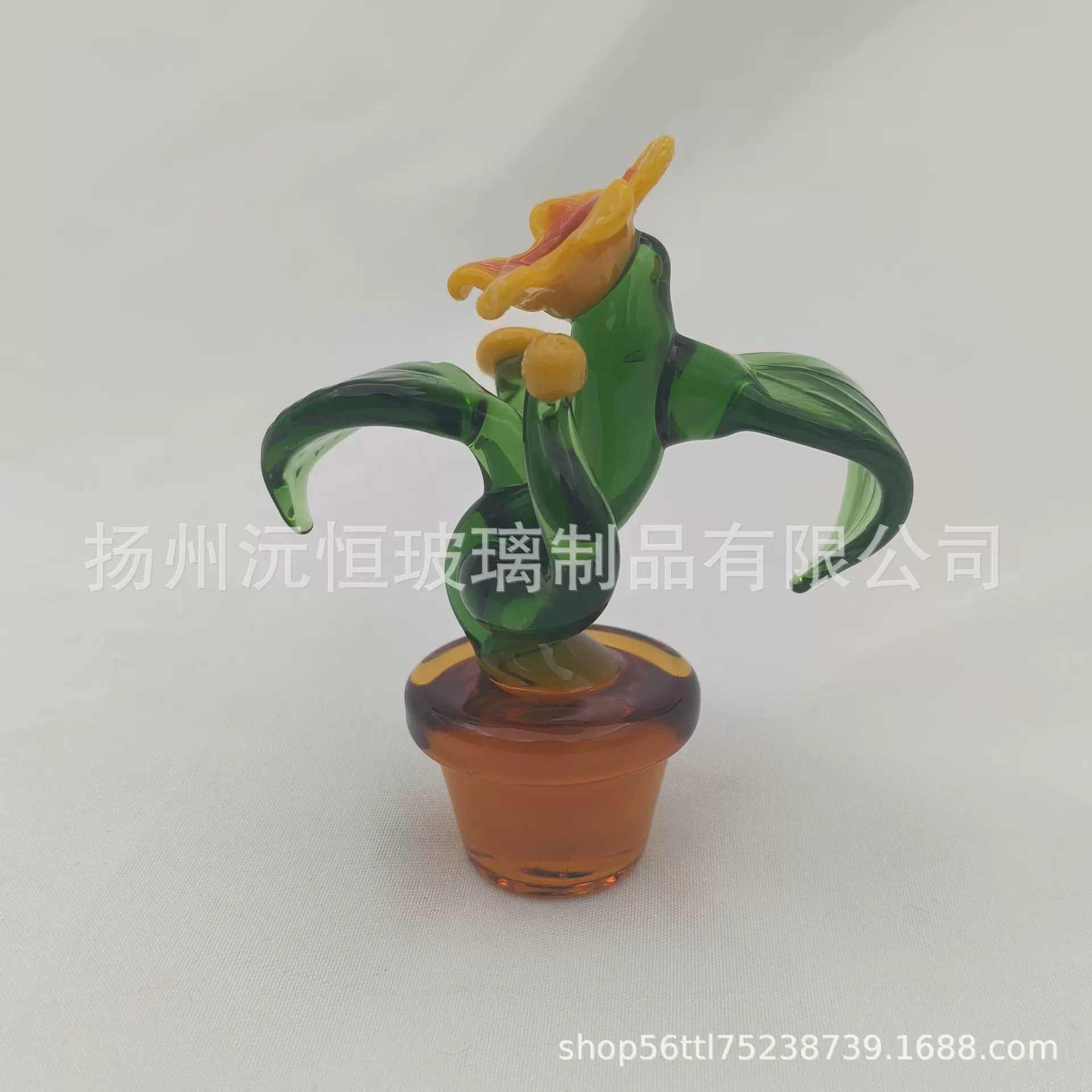 玻璃鸢尾花盆栽小摆件纯手工艺品多肉家居饰品桌面办公桌仿真