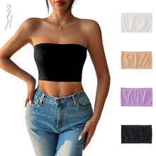 跨境少女文胸女式裹胸无肩带胸罩无缝抹胸高弹露肩背心内搭可外穿