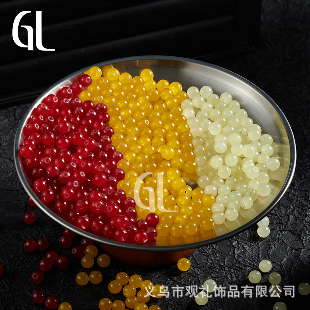 Primavera y verano imitación de cristal imitación de jade natural de 8mm de color sólido perlas de vidrio perlas diy accesorios de pulsera perlas sueltas