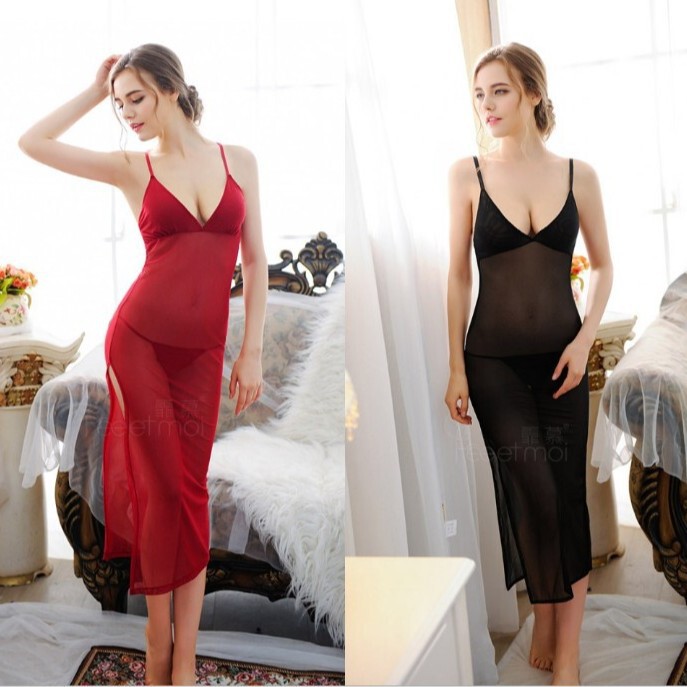 Retro Sexy Lace Pajamas European and American Sexy Lingerie Pure White Tsundere Princess Long Dress No. 20146 See-Through Outfit