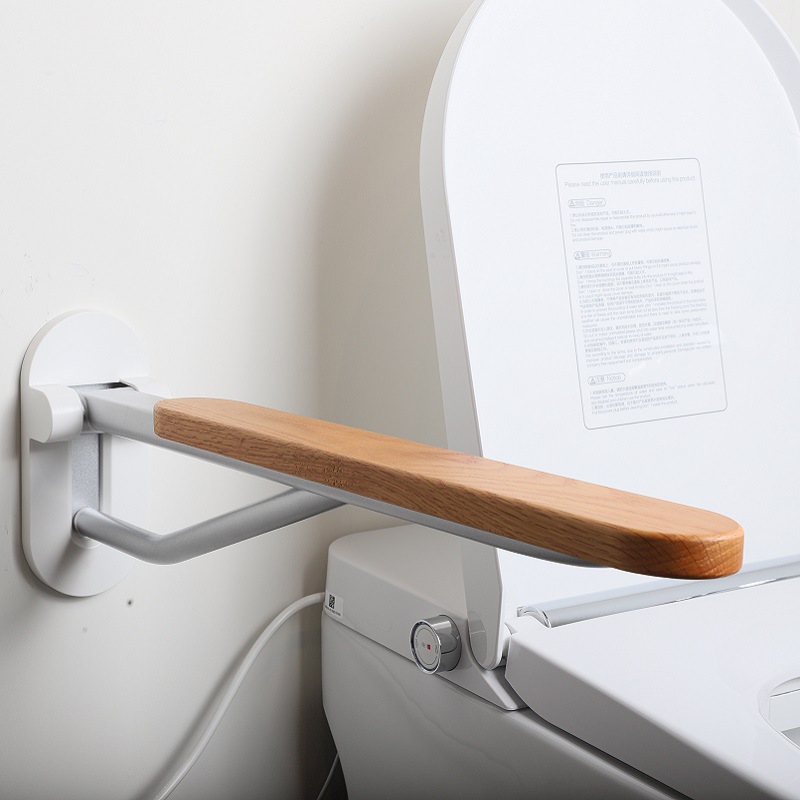Reposabrazos de inodoro de madera maciza baño hogar de enfermería sin barreras aleación de aluminio inodoro plegable reposabrazos para discapacitados