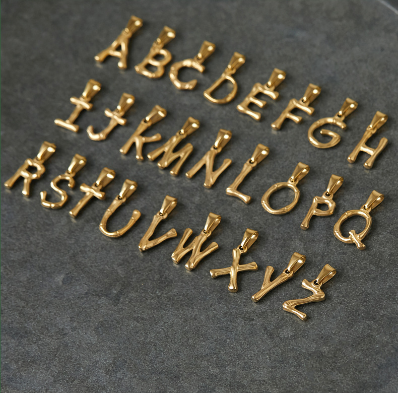 موضة رسالة التيتانيوم الصلب مطلي بالذهب اكسسوارات المجوهرات 1 قطعة display picture 8