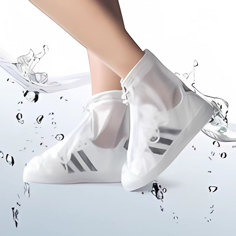 Waterproof shoe cover zipper thickened rain shoe cover PVC shoe cover mid-calf travel non-slip wear-resistant rain-proof shoe cover wholesale