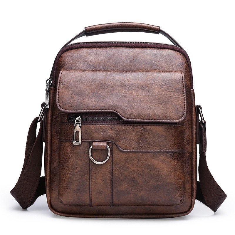 Bolso de hombro para hombre de nuevo estilo Bolso de mensajero vertical casual de negocios Bolso de cuero suave PU Bolso cuadrado pequeño Mochila de viaje