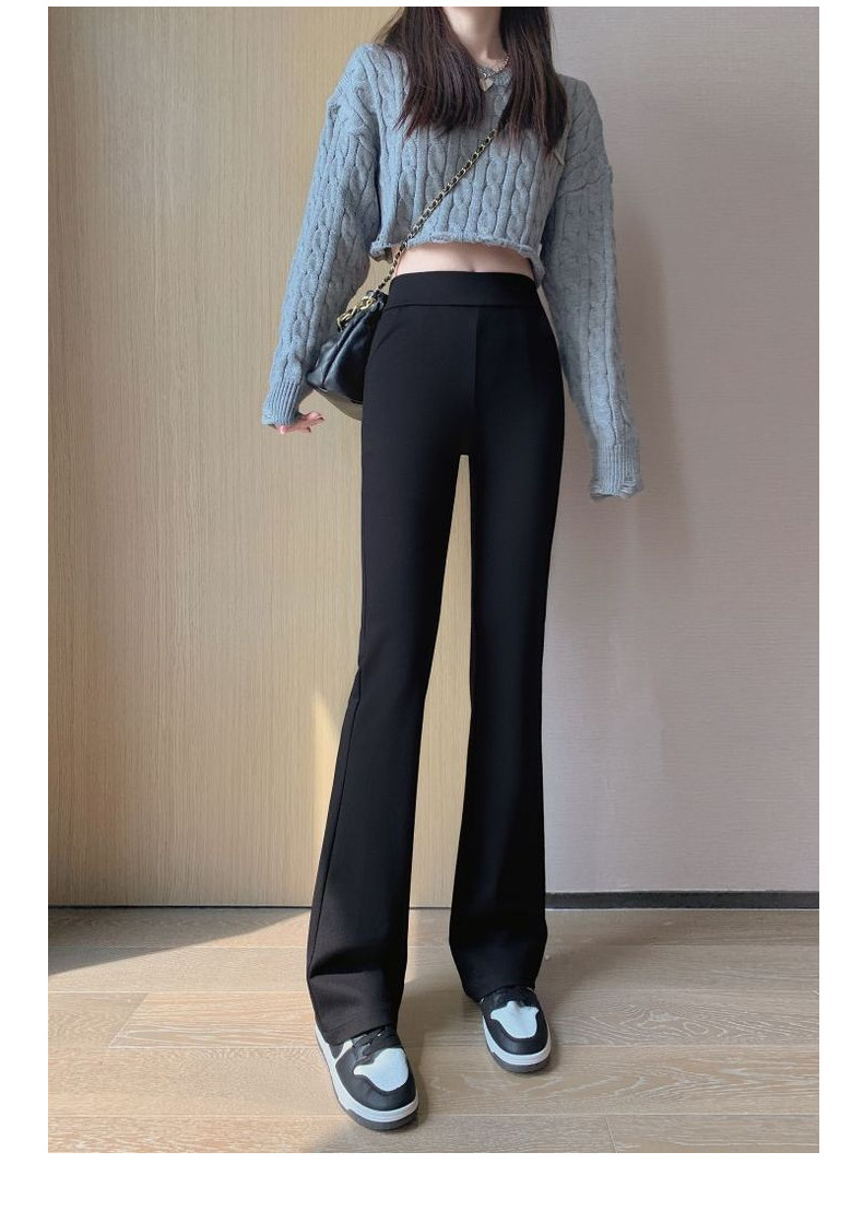 【 Long Leg Flared Pants 】 Spring new style slimming cotton black non-pilling casual elastic flared pants pic 12