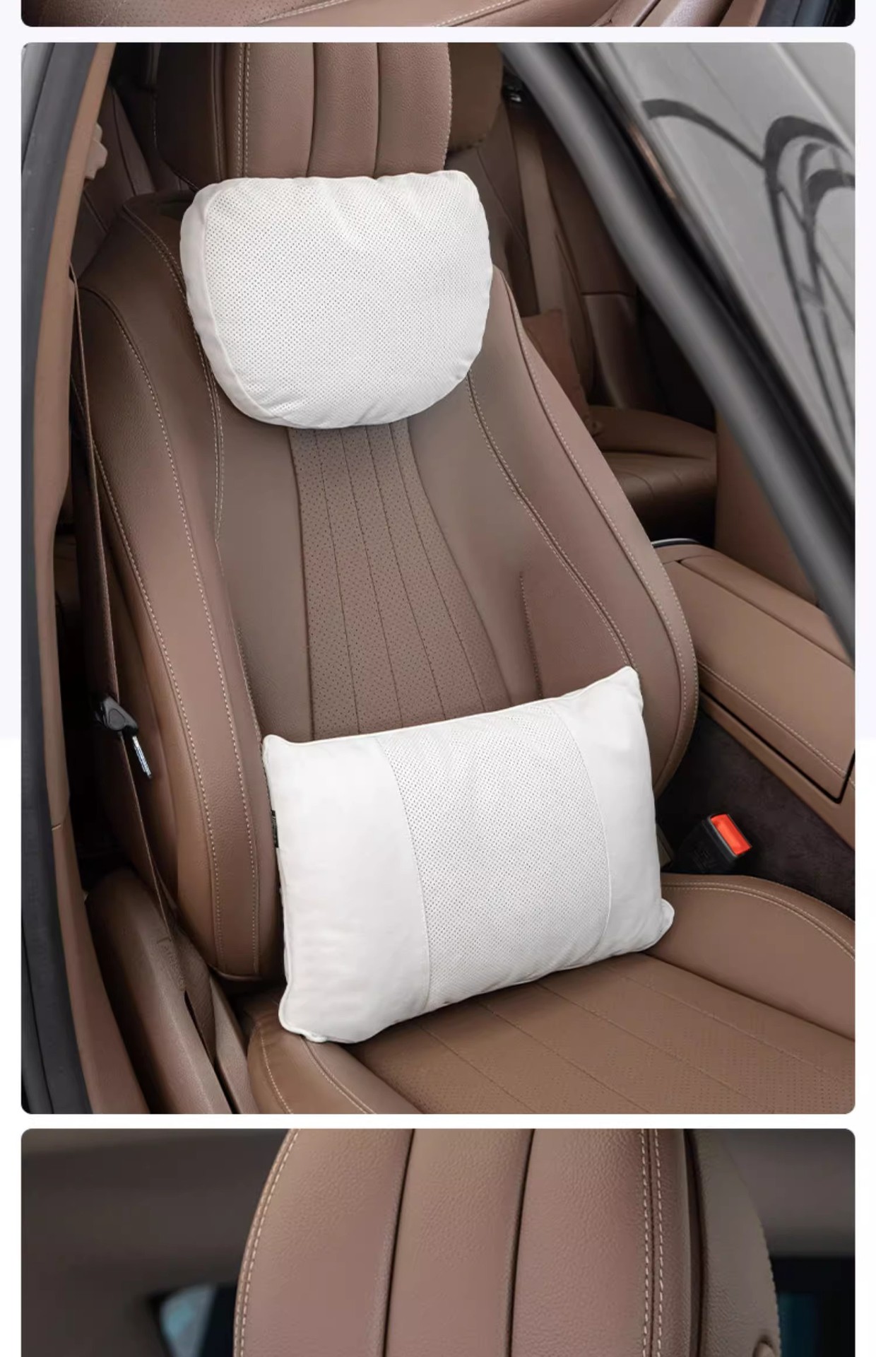 Car Headrest Cushion S-Class Universal Car Headrest Neck Pillow Flip Leather Sweat-Absorbent Comfortable Breathable Neck Pillow Waist