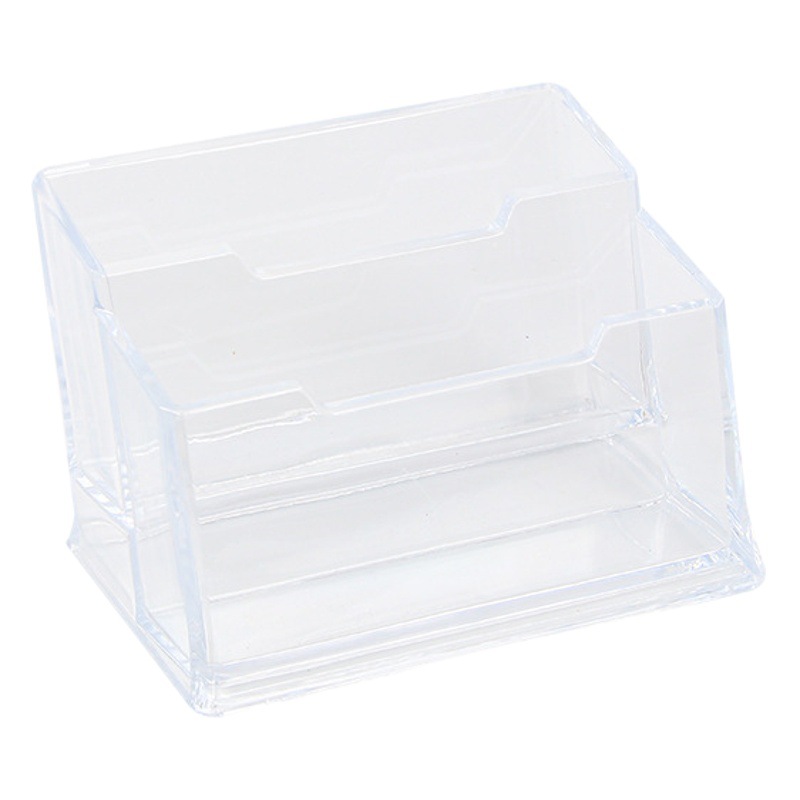 Suministros de oficina caja de tarjeta de visita de plástico caja de tarjeta de almacenamiento de escritorio de acrílico transparente creativo titular de la tarjeta de visita papelería al por mayor