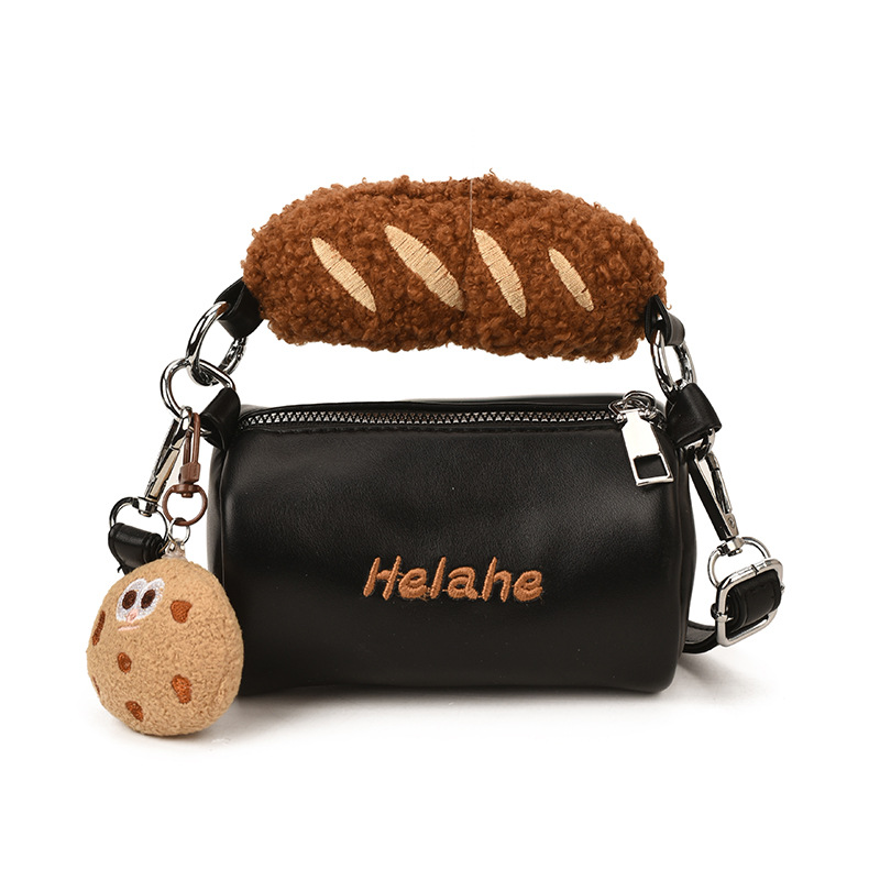 Hermosas galletas para niños y niñas bolsas de hombro compactas mini bolsas de cilindro para bebés de invierno y otoño peluche nuevas bolsas para niños