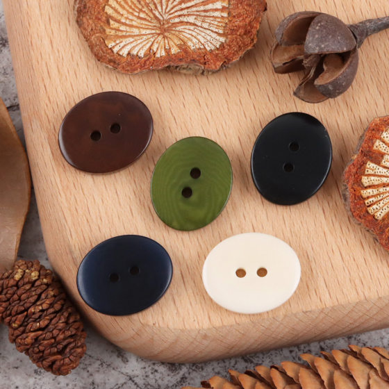 Oval Two Holes Fruit Button Sweater Cashmere Sweater Black Red Brown Army Green creamy-white Fire Vintage Button