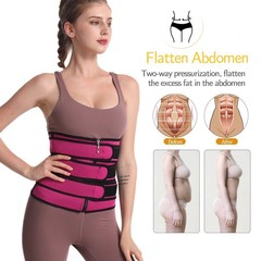 Cross-border Women's Three-Row Zipper Double-Layer Waist Belt for Fitness, Postpartum Tummy Control with Velcro