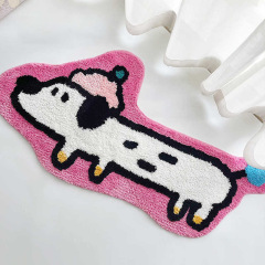 ピンクの子犬ロング植毛カーペットかわいい特殊な形の寝室のベッドサイドブランケットリビングルーム子供部屋のタフテッドフロアマット