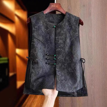 高级感唐装新中式马甲背心女款复古提花小众轻国潮风盘扣叠穿上衣