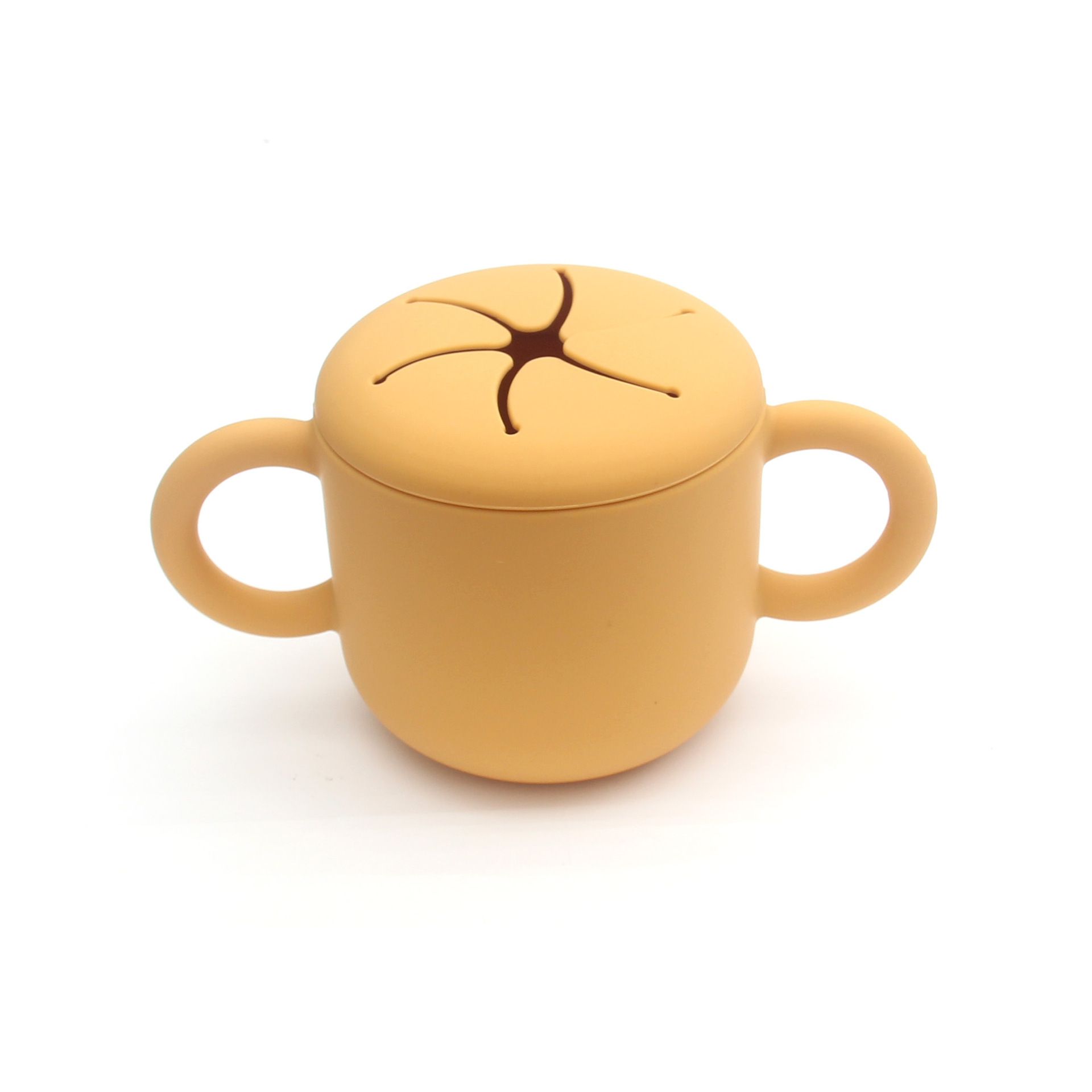 Niños de silicona merienda taza bebé vajilla bebé merienda taza portátil binaural mango niños merienda taza de almacenamiento