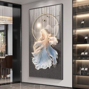 Good Luck Koi Painting Entrance Decoration Painting Corridor Aisle Hanging Painting Living Room Background Wall Painting