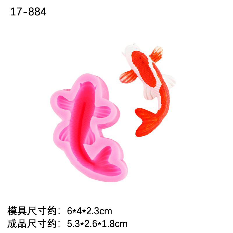 Grande y pequeño molde de silicona de carpa de chocolate para hornear decoración molde para hornear DIY Goldfish cake molde jalea fondant herramienta