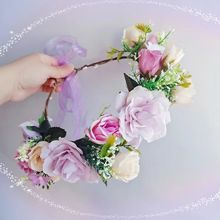 特價玫瑰花環森林系花朵新娘花環頭飾度假配飾婚紗攝影寫真發飾品