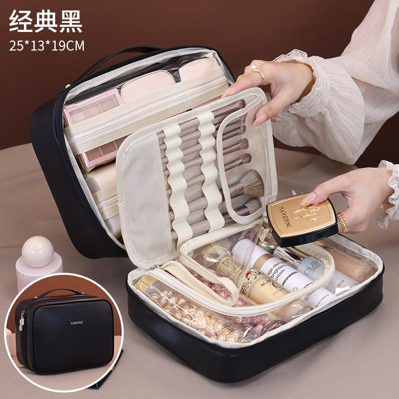 Cinco en uno portátil multifuncional pu bolsa de maquillaje al por mayor mujer portátil de gran capacidad alta sensación de maquillaje caja un lote