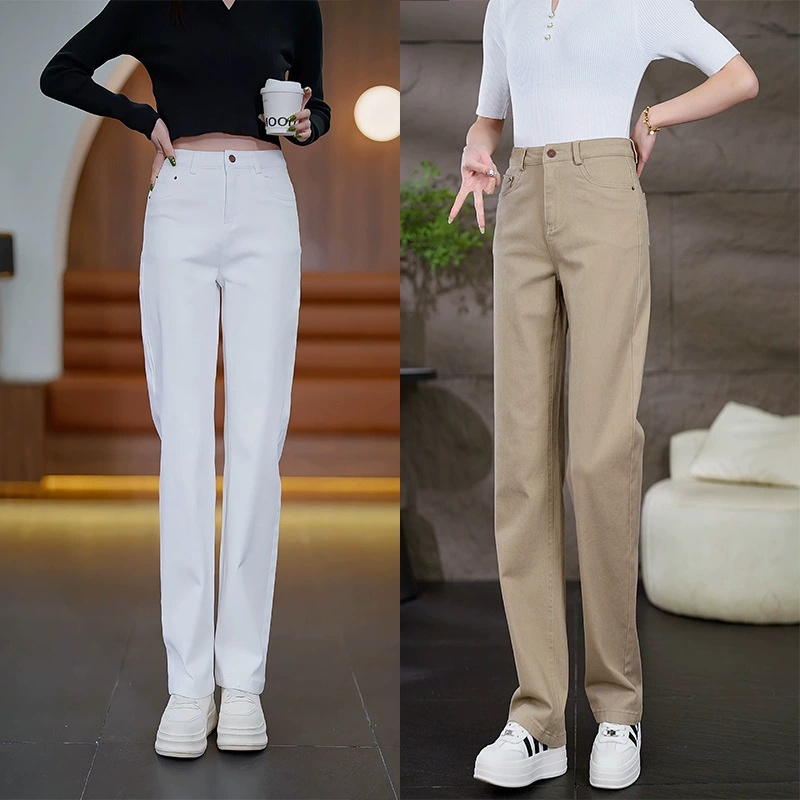 Новые весенние облегающие свободные прямые брюки с высокой талией, повседневная верхняя одежда больших размеров, тонкие новые мягкие брюки в китайском стиле