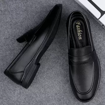 Suit British Leather Shoes Gentleman Casual Cowhide Top Layer Large Size Men's Breathable Business Dress Leather Shoes Bridegroom's Wedding Shoes