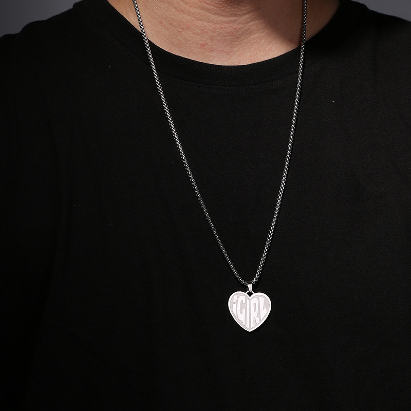 Einfache und coole Mädchenmode herzförmige Buchstabenohrringe Igirl Schlüsselbeinkette Hip-Hop Punk Style Halskette_voghion.com