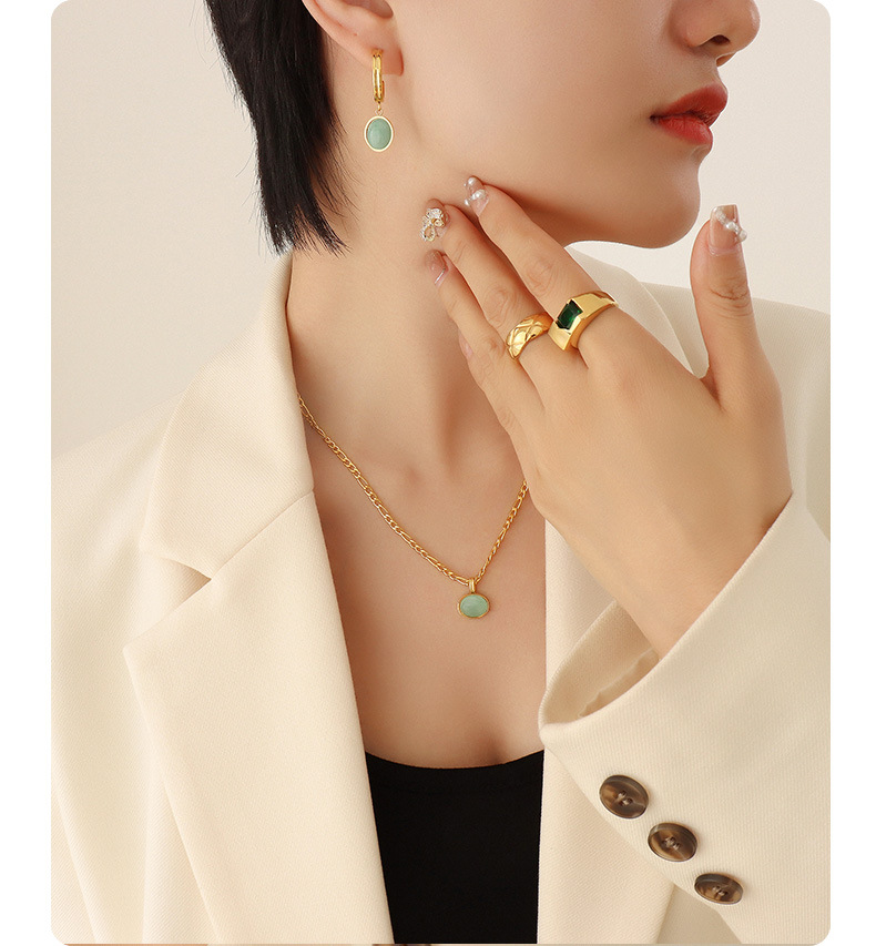 Fashion Geometric Titanium Steel Earrings Necklace