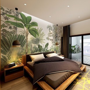 French Forest Plant Bedroom Bedside Living Room Sofa Wallpaper Tv Background Wallpaper Hotel Restaurant Mural Wall Covering