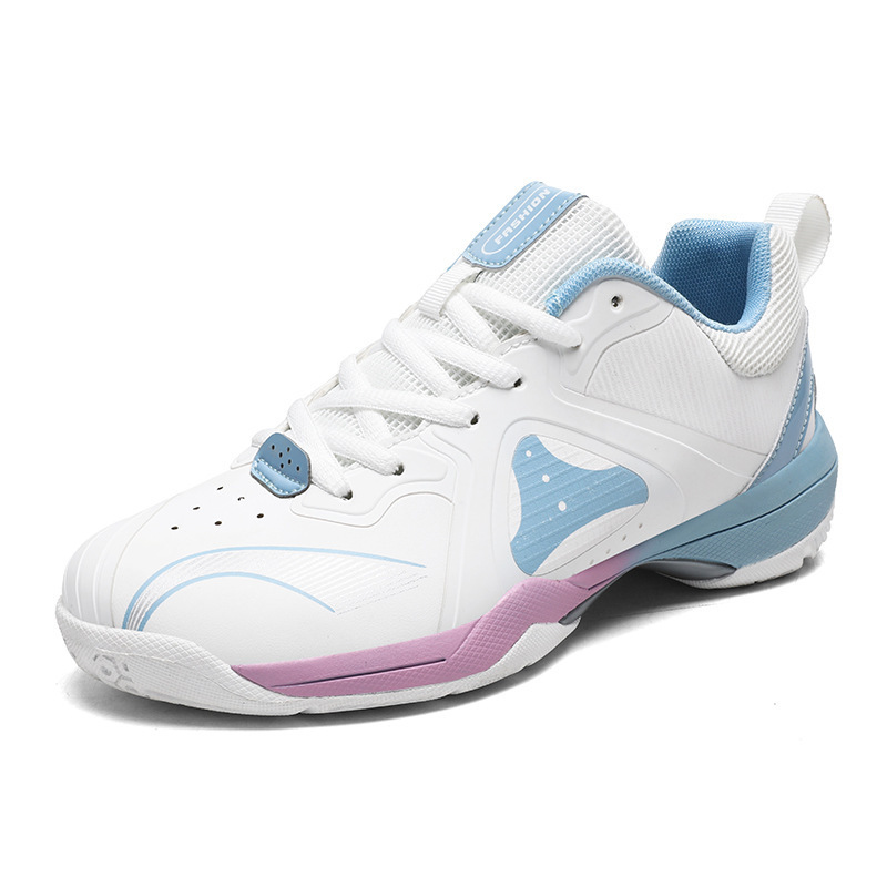 36-45 Zapatos de bádminton Hombres y mujeres Zapatos deportivos antideslizantes resistentes al desgaste Zapatos casuales para jóvenes con superficie de malla transpirable White Moon