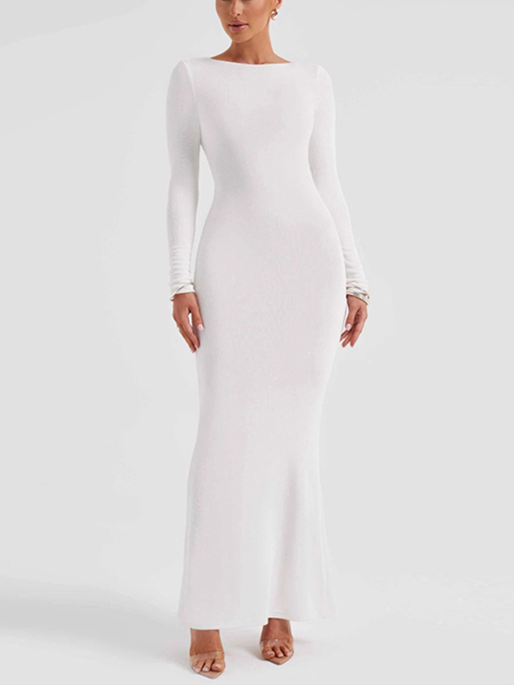 sachin and babi light blue dress Long Sleeve Serenity Backless Maxi Dress