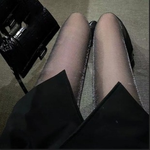Black stockings Pearl stockings women's Japanese and Korean sexy shiny stockings black silk summer ultra-thin leggings women LX