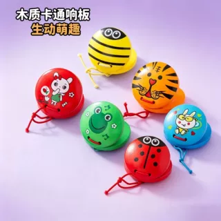 跨境木制儿童响板奥尔夫音乐器打击响板卡通动物早教启蒙宝宝玩具
