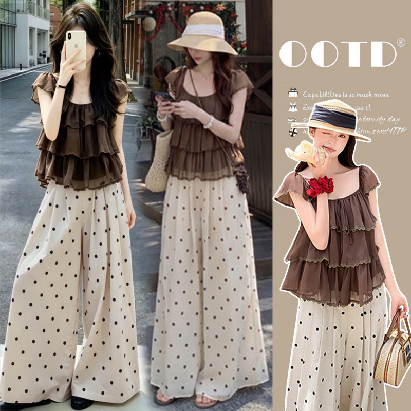Summer Maternity Wear New Unique Short-Sleeve Top and Wide-Leg Pants Thin Two-Piece Set Wholesale Dropshipping Summer Maternity Wear New Unique Short-Sleeve Top and Wide-Leg Pants Thin Two-Piece Set Wholesale Dropshipping