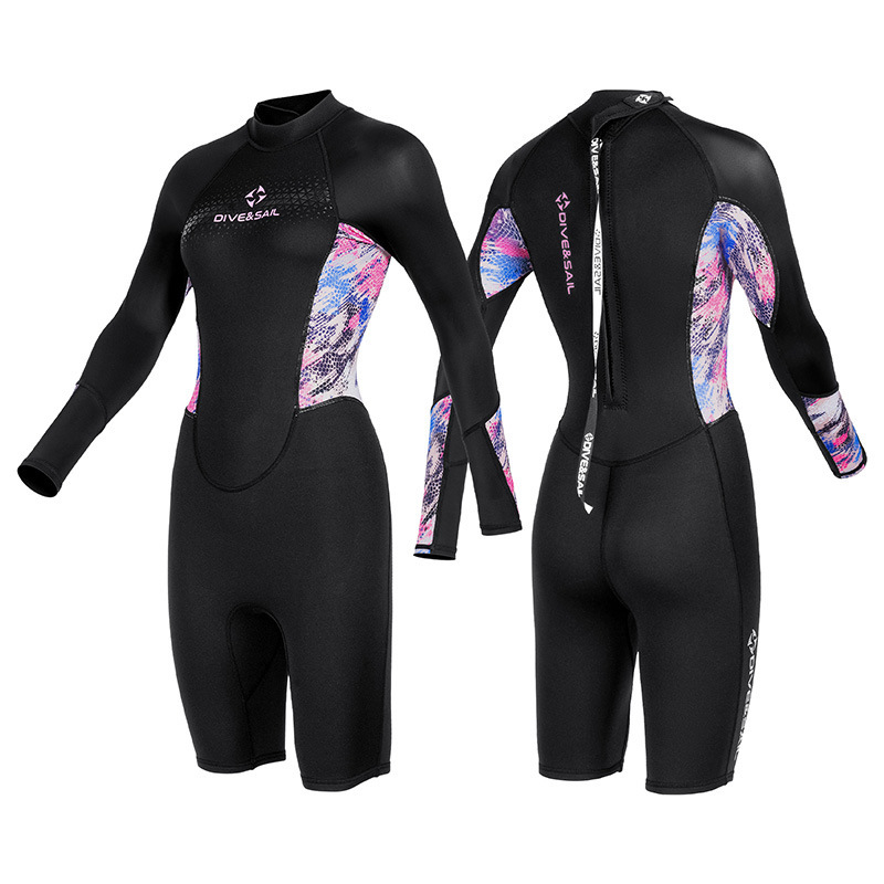 DIVE&SAIL ウェットスーツ 1.5MM メンズ レディース ワンピース 長袖 ショーツ ウェットスーツ 厚みのある防寒サーフィン シュノーケリングスーツ|undefined
