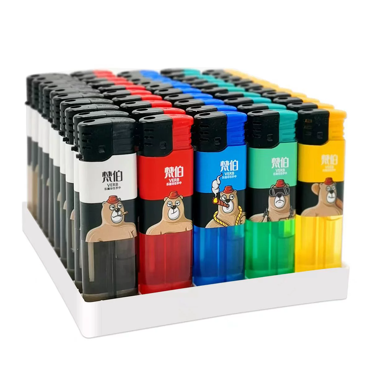 [Оптовая торговля] fanbo x1-3 пятицветная мультяшная прозрачная зажигалка с открытым огнем половина упаковки в супермаркете горячая Распродажа плохая упаковка