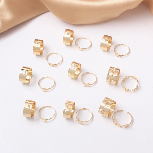 New open pair ring best-selling set 2-piece set creative personalized butterfly punk couple ring wholesale ring
