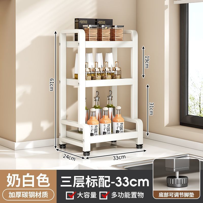 Estante de almacenamiento de cocina de acero inoxidable grueso multicapa de fábrica de fuente, soporte de cuchillos multifuncional de mesa, soporte de almacenamiento de latas de condimentos