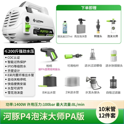 220V Plug-In Type, Car washing machine - puffer-1400w-8m-tube-flying-snow-pa-pot-adapter