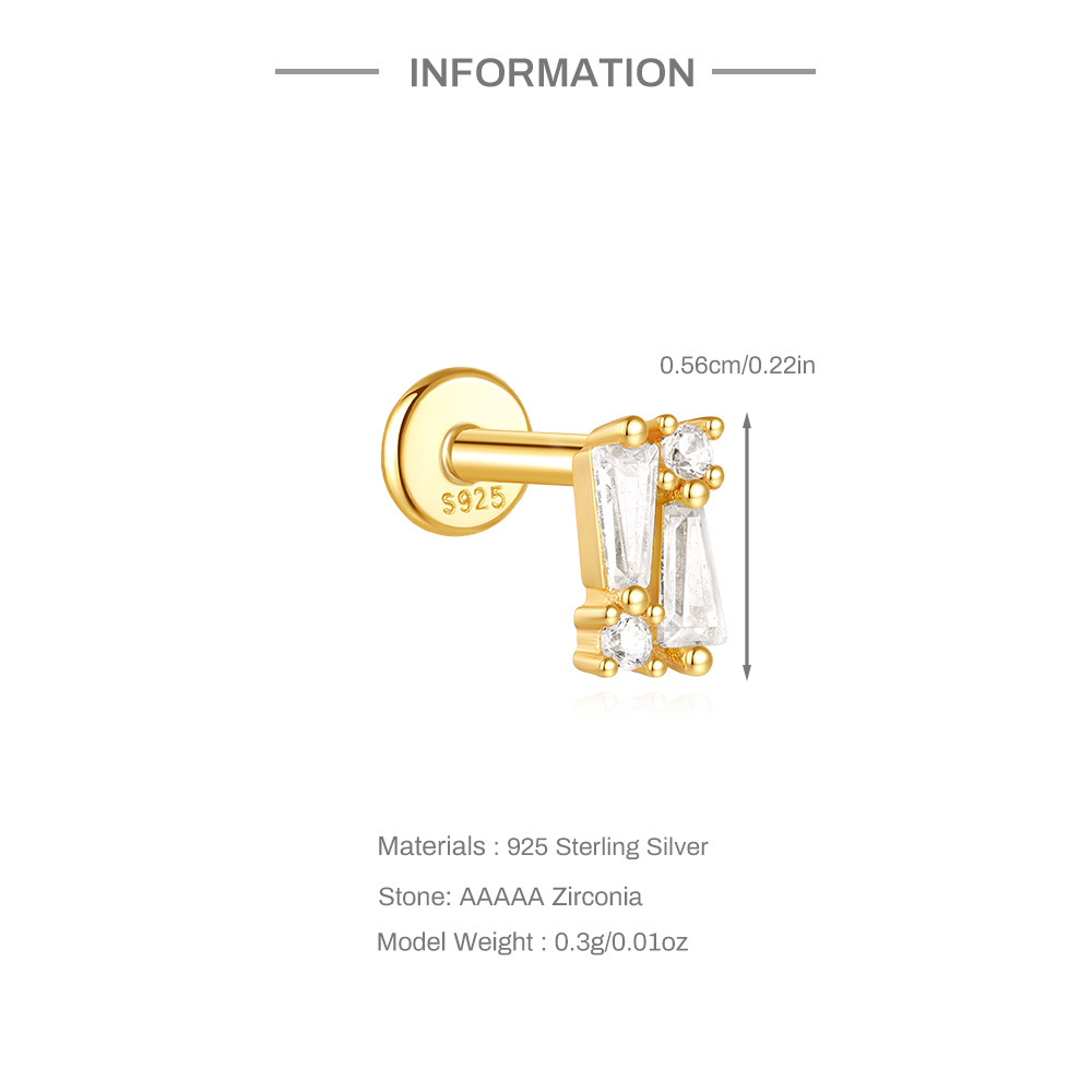 2g Weight Zircon Inlay Material Ear Studs Classification Ear Cartilage Rings & Studs Piercing Type 1 Piece Quantity Daily Occasion 925 Sterling Silver Material Geometric Pattern All Seasons Season Unisex Gender Simple Style Style 1 Piece Ear Cartilage Rings & Studs Simple Style Geometric 925 Sterling Silver Zircon Ear Cartilage Rings & Studs 4