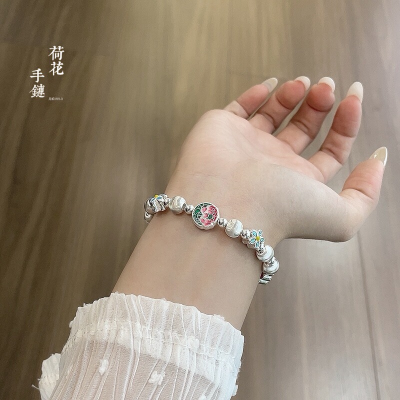 純銀 999.9 全国トレンド新中国風十二花神エナメル蝶キャッツアイシルバーブレスレットブレスレットエスニックスタイルギフト|undefined