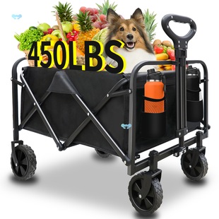 Heavy Duty Foldable Utility Wagon 450 Lbs Capacity Multifunctional Cart
