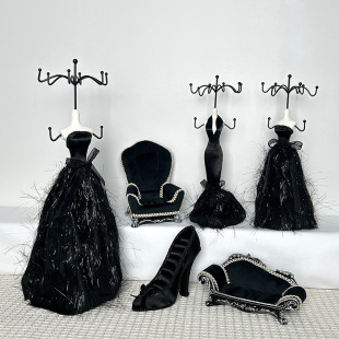 High-End Black Home Window Ornaments Earrings Earrings Live Display Ring Bracelet Necklace Jewelry Rack Display Stand