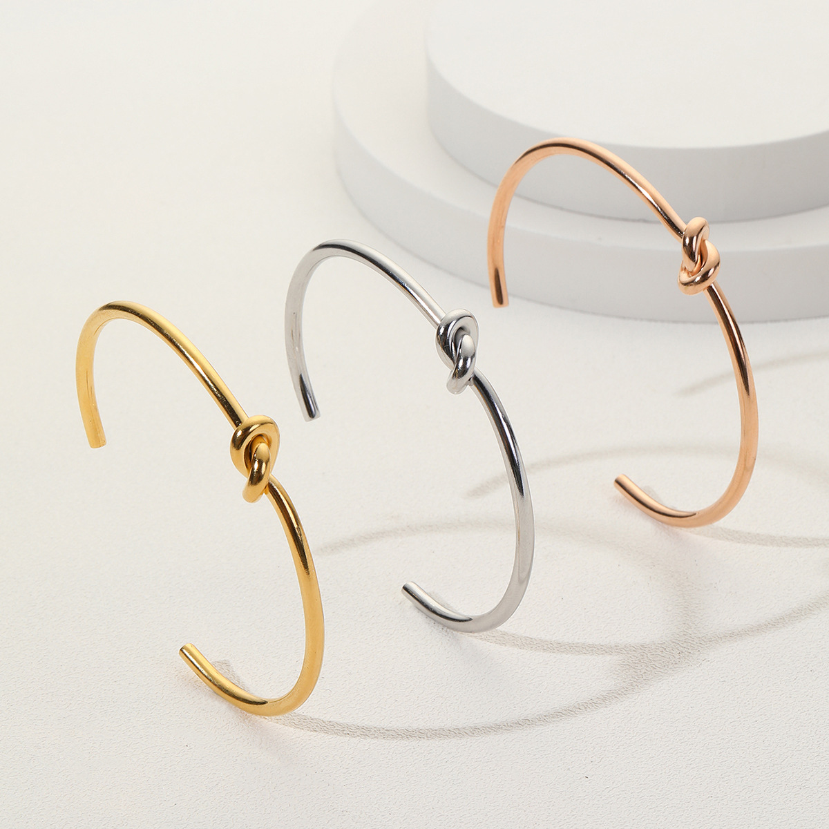 Simple Style Solid Color Titanium Steel Plating Bangle