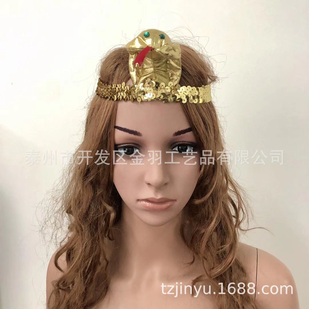 Halloween Cleopatra headwear ropa egipcia de las mujeres accesorios oro con cuentas diadema Faraón