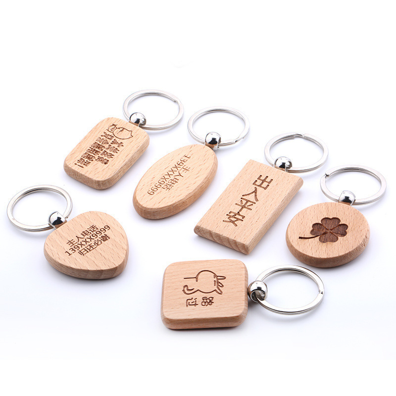 Wooden key chain making Inn hotel key pendant graduation small gift laser logo advertising gift printing