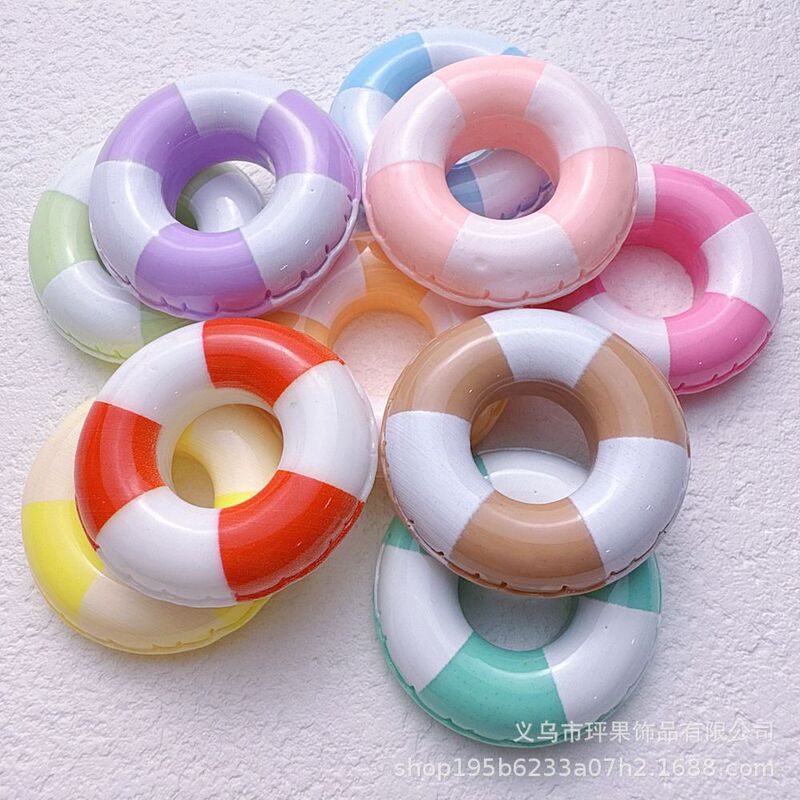 Cartoon Donut Swimming Ring DIY Hairpin Head Rope Shoe Buckle Pendant Car Ornaments Jewelry Material Resin Accessories