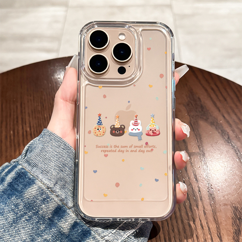 Suitable for Apple iPhone 16 Pro Max Case iPhone 15 Cute Ins High-End Cartoon Transparent Full Space Case