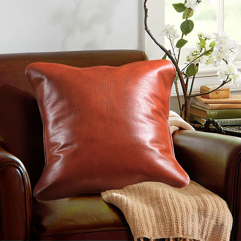 头层水牛皮抱枕夏凉牛皮靠垫床头含枕芯靠枕汽车真皮垫子沙发座垫