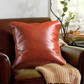 头层水牛皮抱枕夏凉牛皮靠垫床头含枕芯靠枕汽车真皮垫子沙发座垫