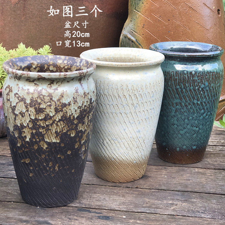 Handmade Tall Ceramic Succulent Planter, Vintage Purple Clay Pot for Succulents, Purple Cliff-Style Planter