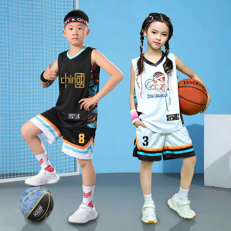 Children's Basketball Uniform Set, Boys' Basketball Training Uniform, Girls' Custom-Made Elementary School Sports Competition Vest Team Uniform for Summer Children's Basketball Uniform Set, Boys' Basketball Training Uniform, Girls' Custom-Made Elementary School Sports Competition Vest Team Uniform for Summer
